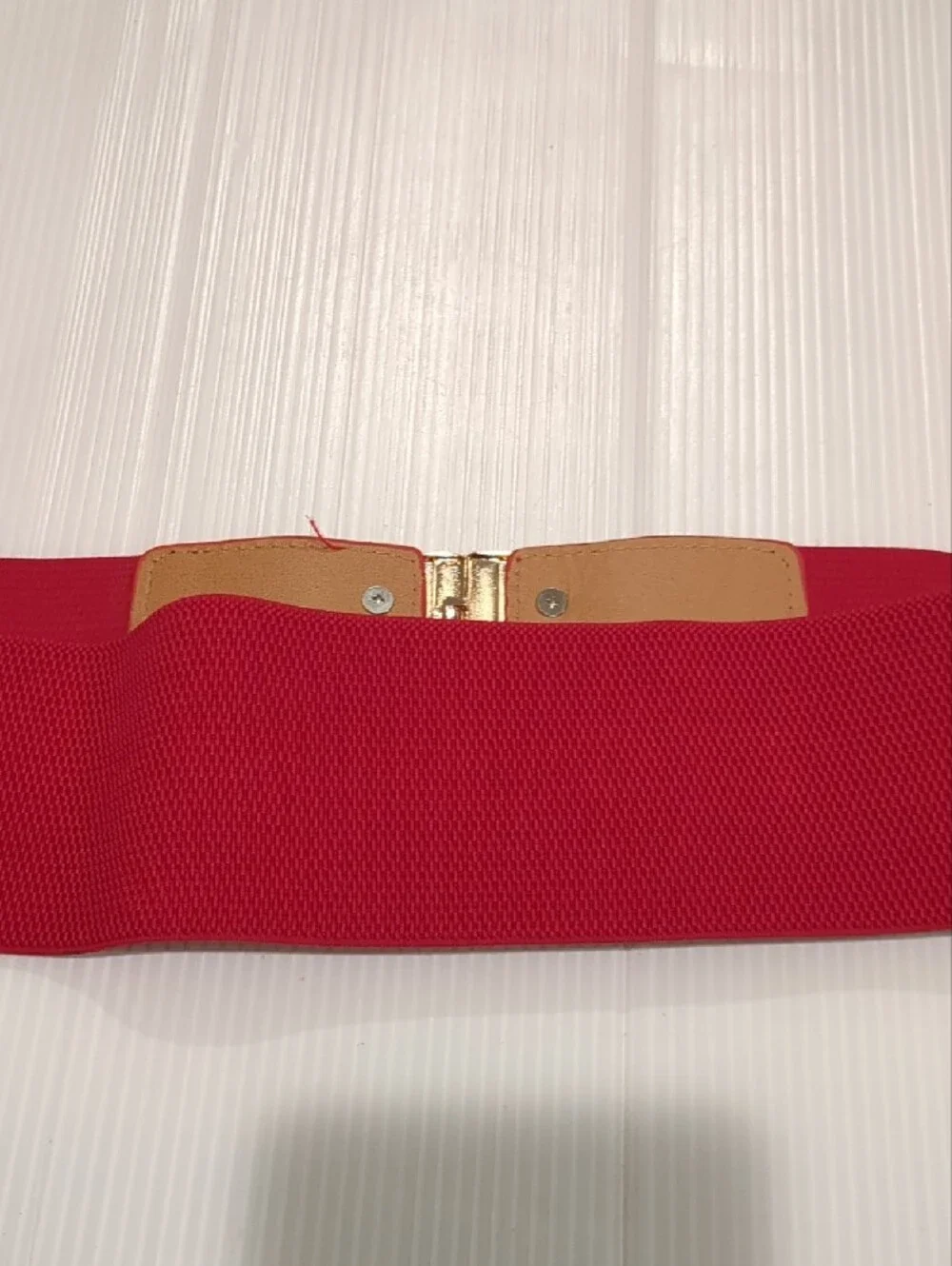 Stretch Red Belt  With Leather Accents